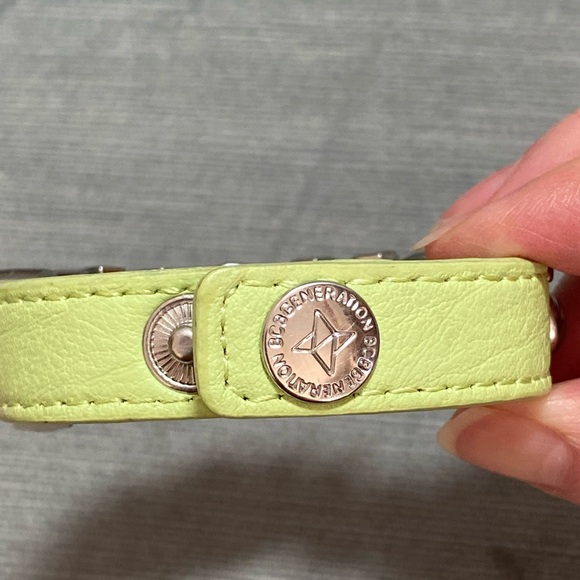 TOUGH bracelet in large silver letters with hearts and studs on mint green strap - Picture 7 of 10